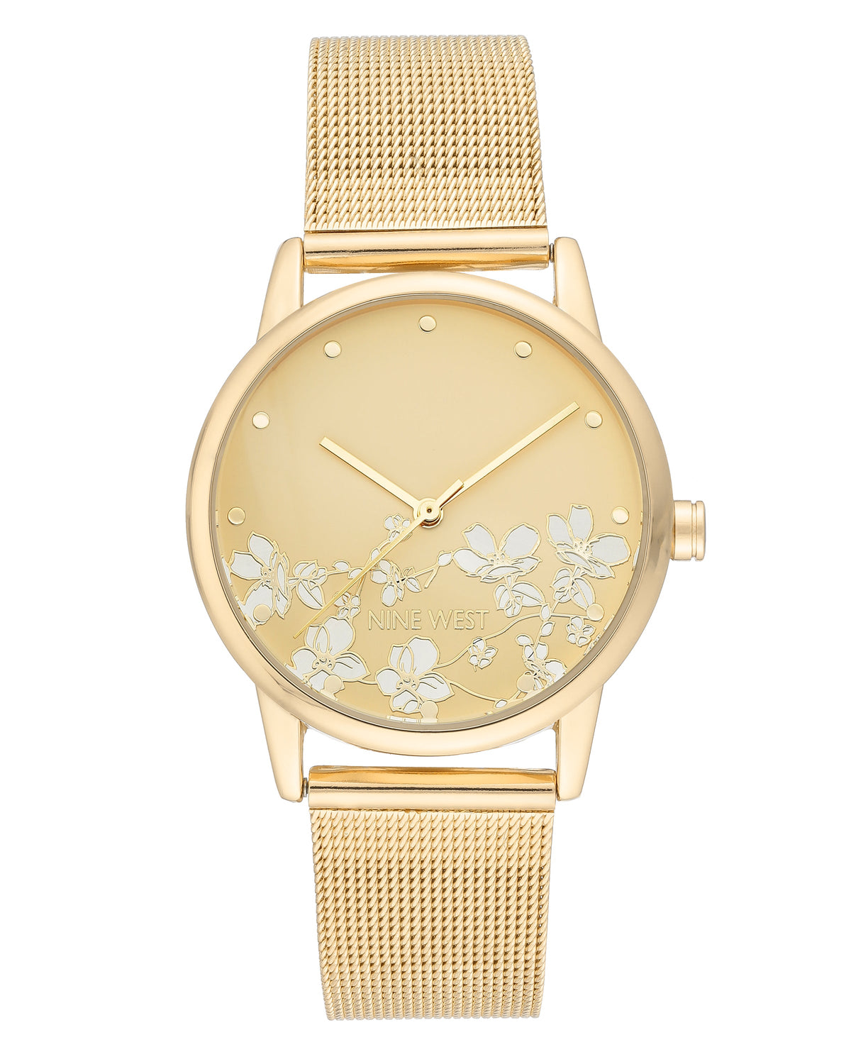 Floral Dial Mesh Bracelet Watch