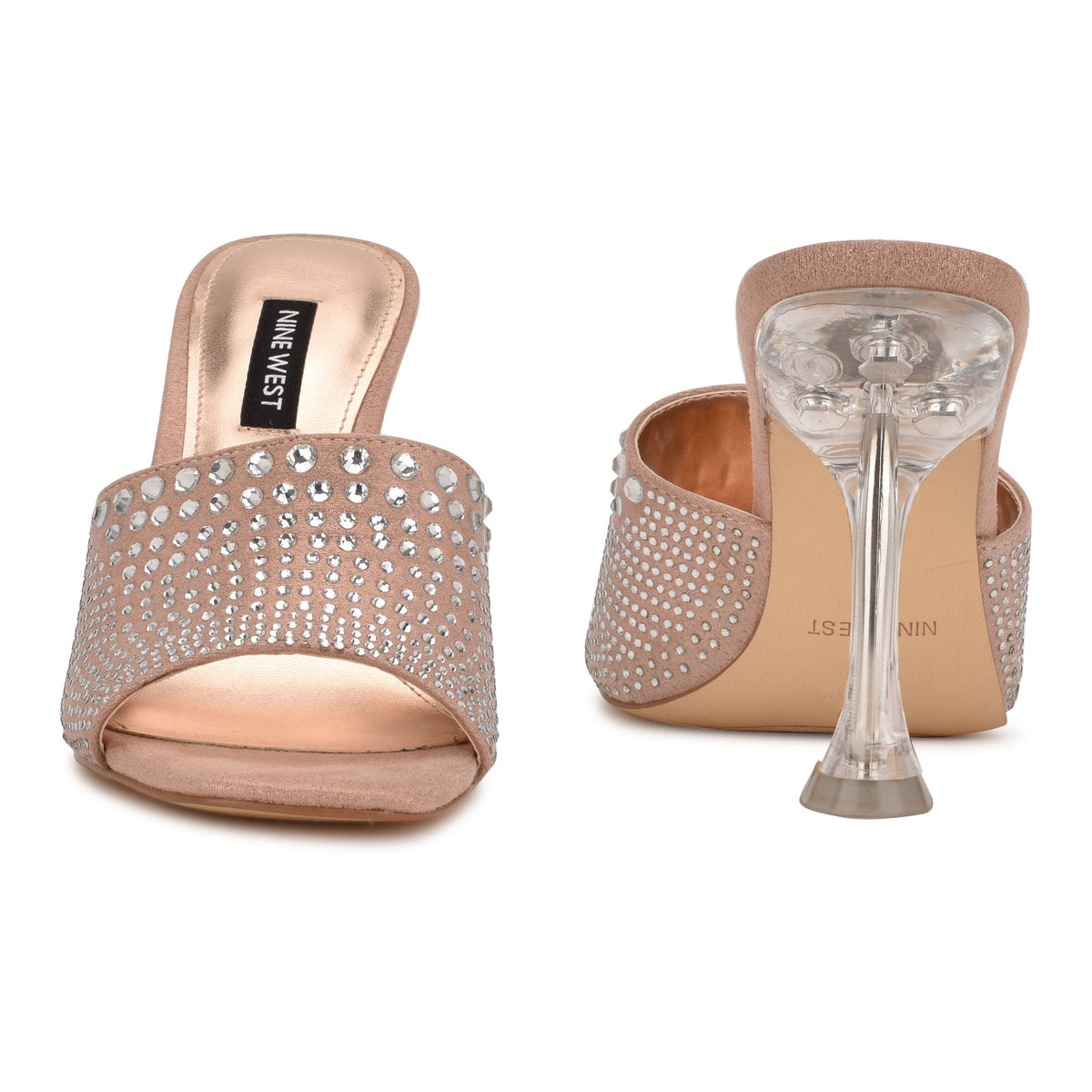 Ziptip Rhinestone Heeled Slide Sandals