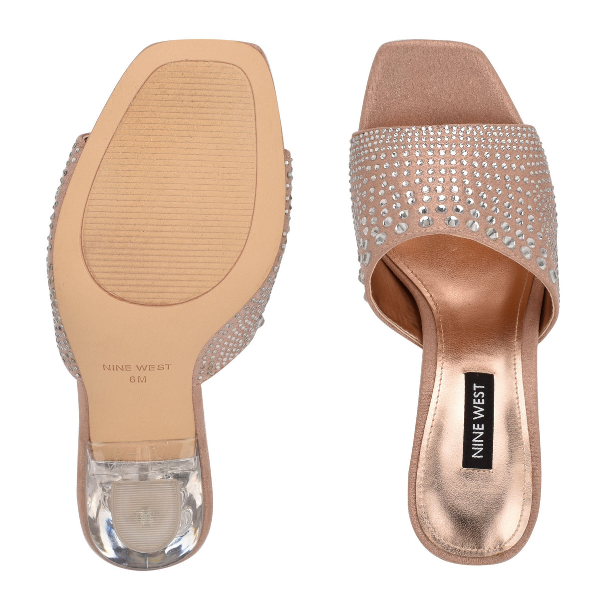 Ziptip Rhinestone Heeled Slide Sandals